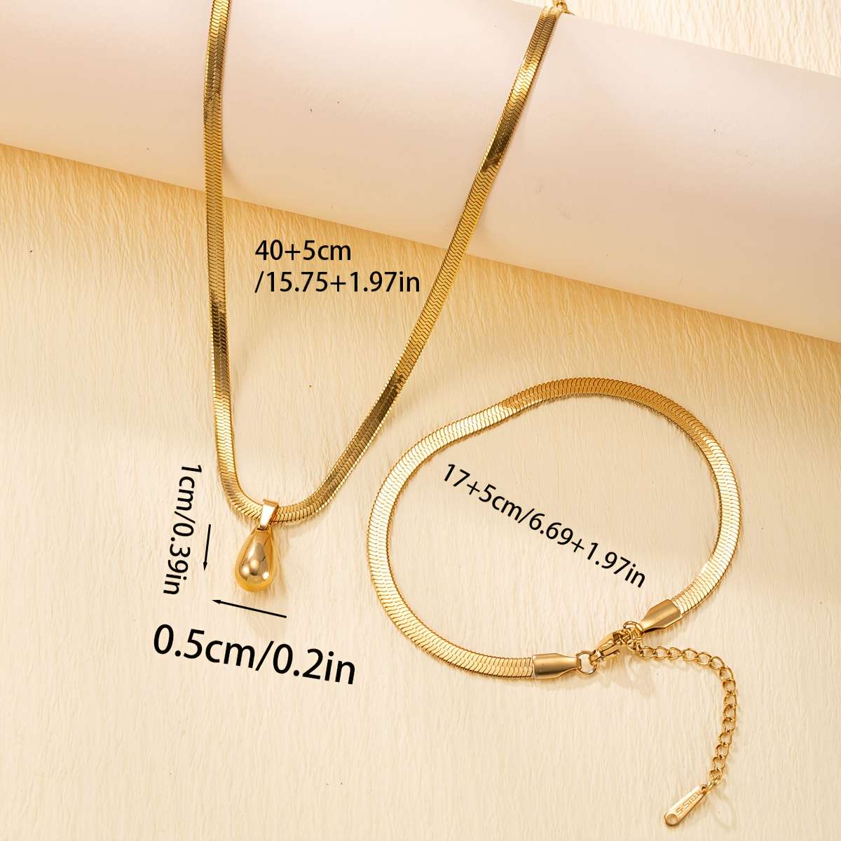 2Pcs Rhinestone Stainless Steel Snake Chain
