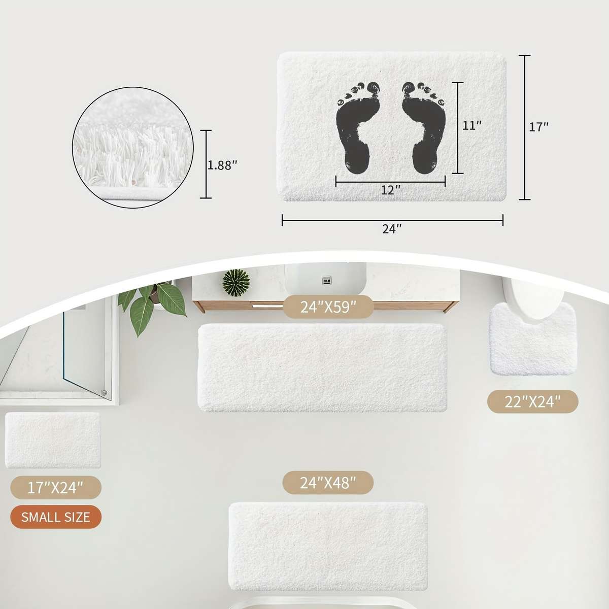 Floor Mats Color White Size 61X91.4Cm