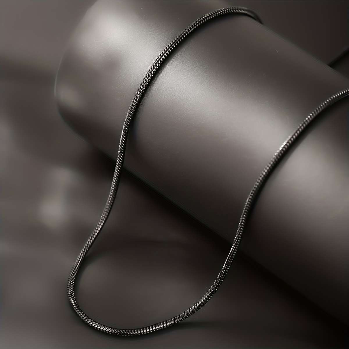 Crystal Stainless Steel Chain Necklace Black