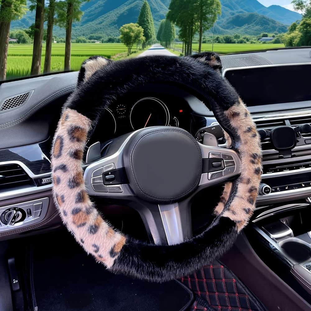 Car Steering Wheel Cover   Brown Leopard Print