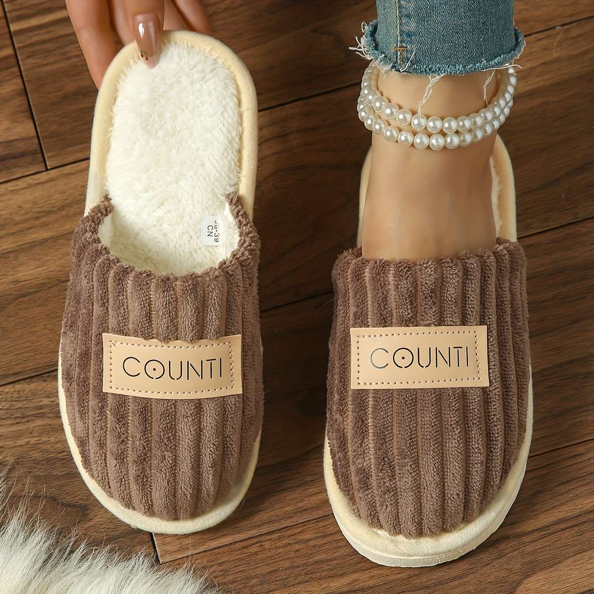Cotton Slippers Color Grey Sizeuk 6.5-7