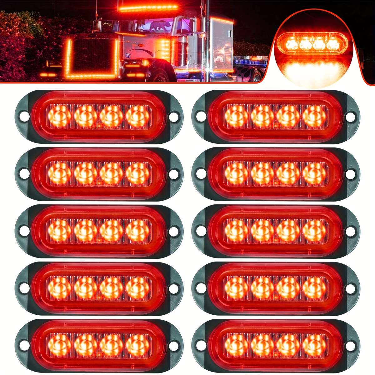 Car Lights Color Red Size 10Pcs*2