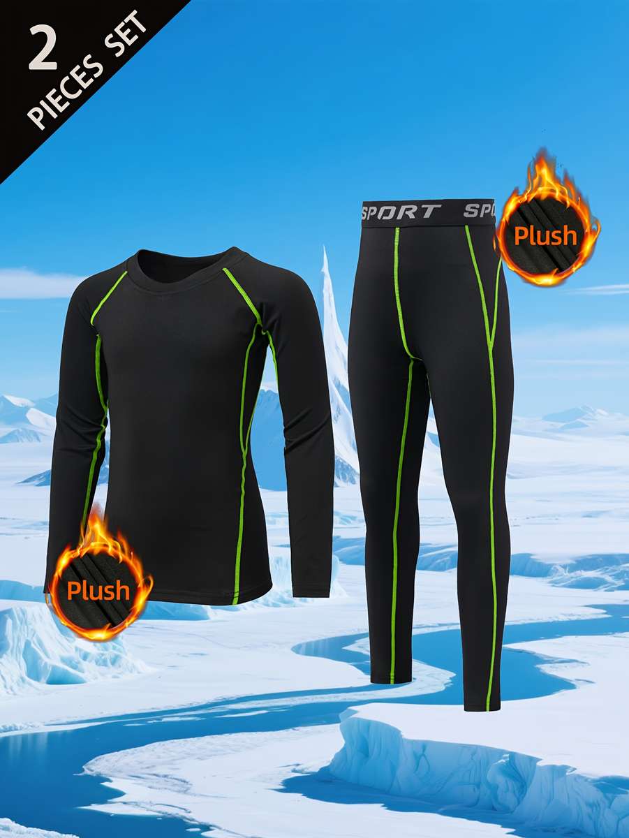Thermal Underwear Color Black Gray Line Size910Y