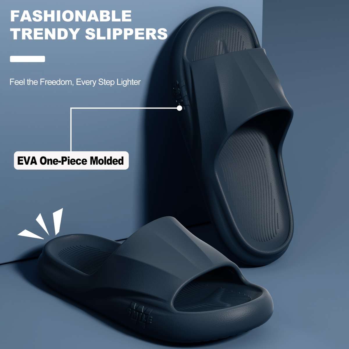 Men Slippers Summer Style Deep Blue Size Uk 8.5 To 9