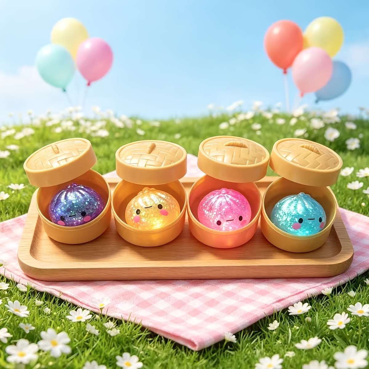 Squeezable Toys Style Shimmer Starry Steamed Bun Fidget Toy