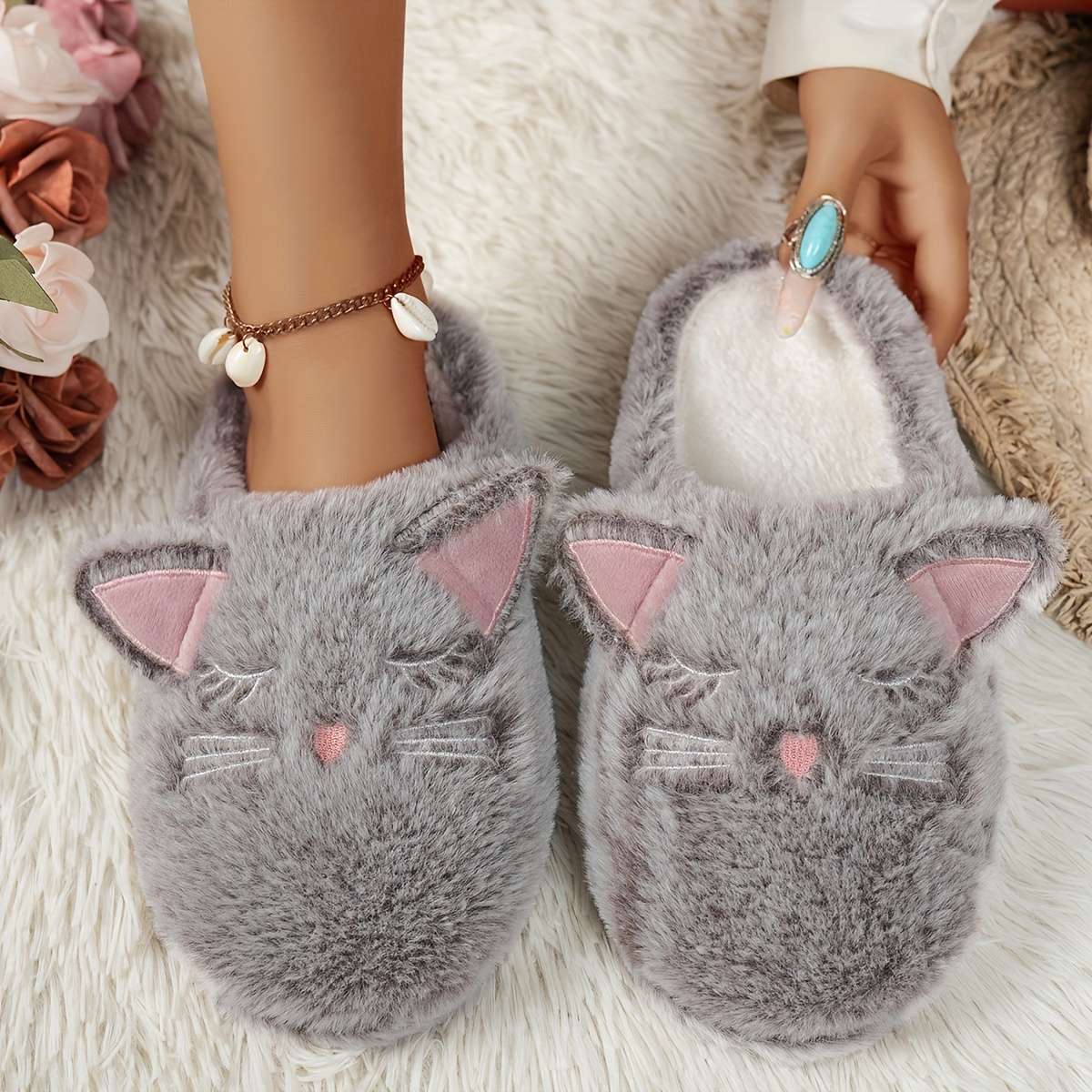 Cotton Slippers Color Tawny Sizeuk 7.5-8