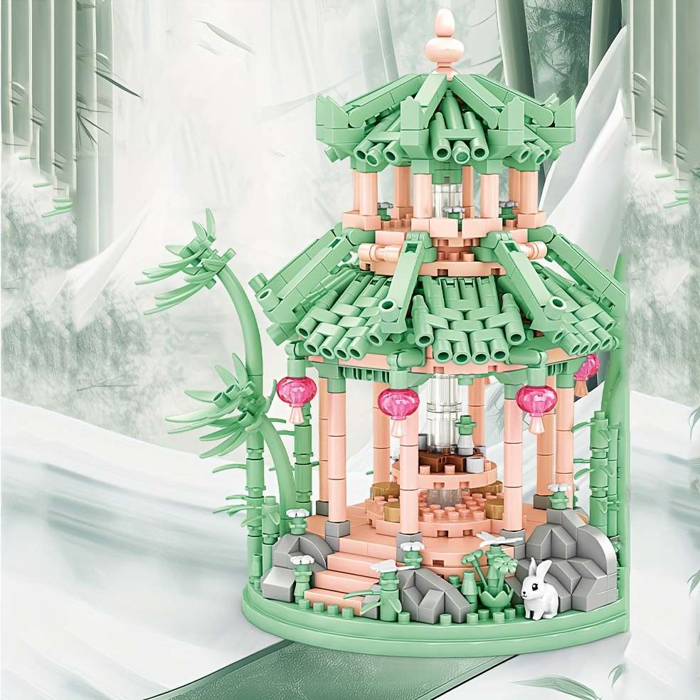 3D Building Model Puzzle Set Color Pavilion