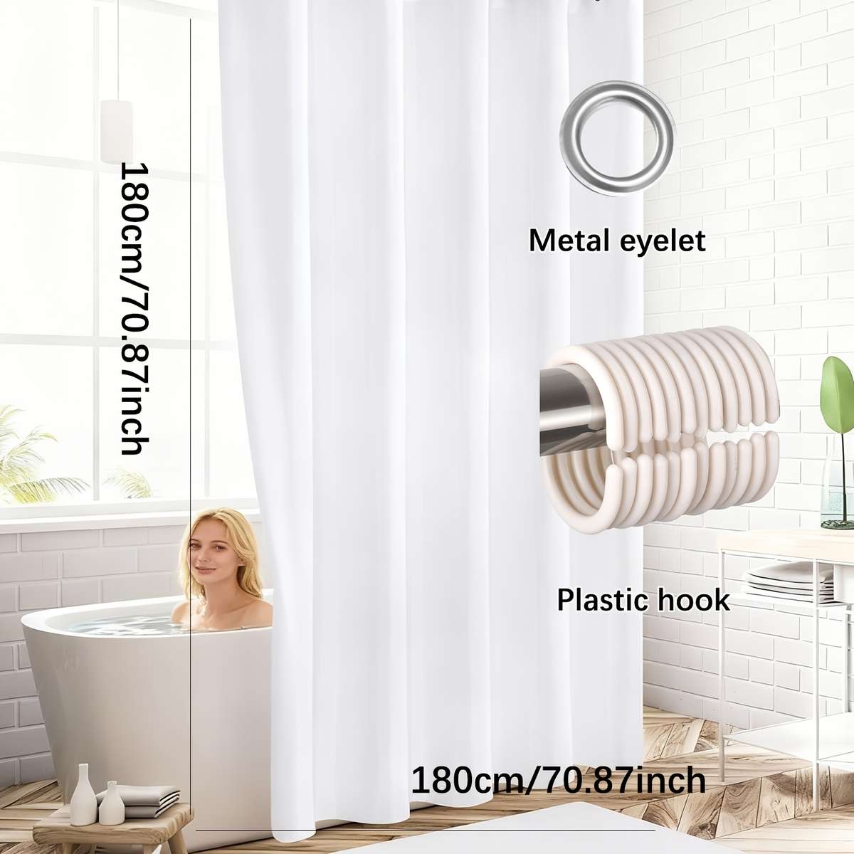 Waterproof Shower Curtain Color White