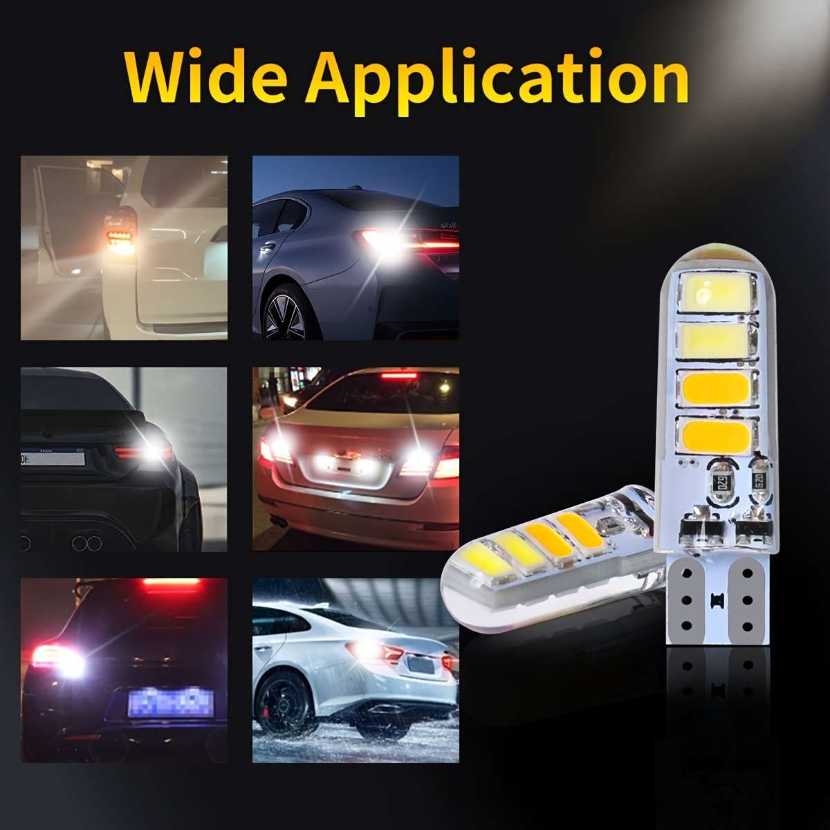 2pcs White Blue LED Auto Turn Signal Bulb High Bright T10 W5W LED 12V Plug