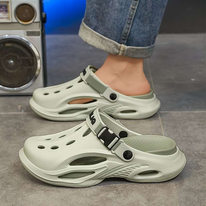 Men Slippers Summer Style Gray Black Size Uk 7.5 To 8