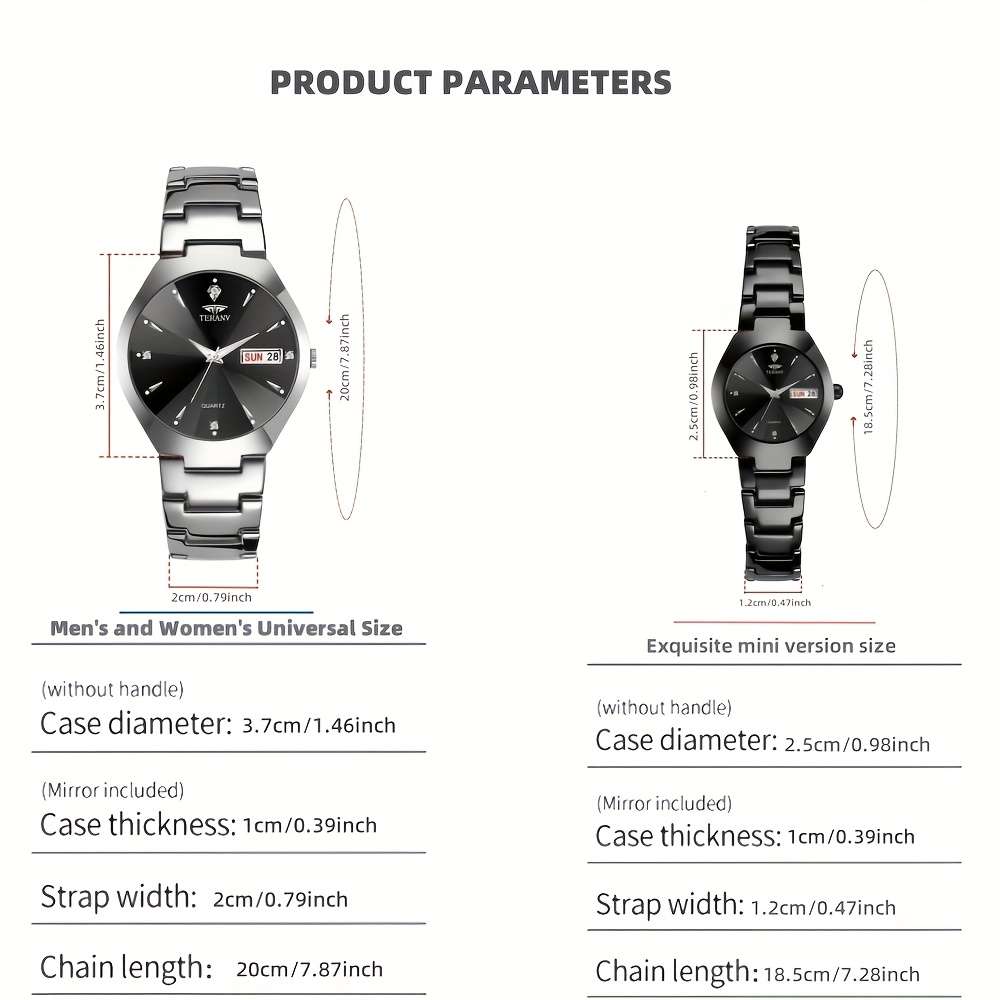 2Pcs Classic Couple Watches