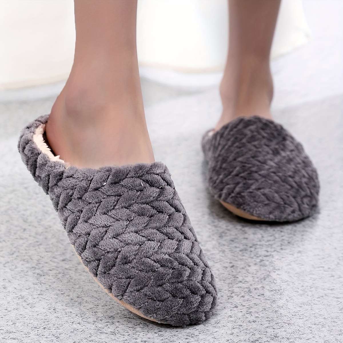 Cotton Slippers Color Grey Sizeuk 6.5-7