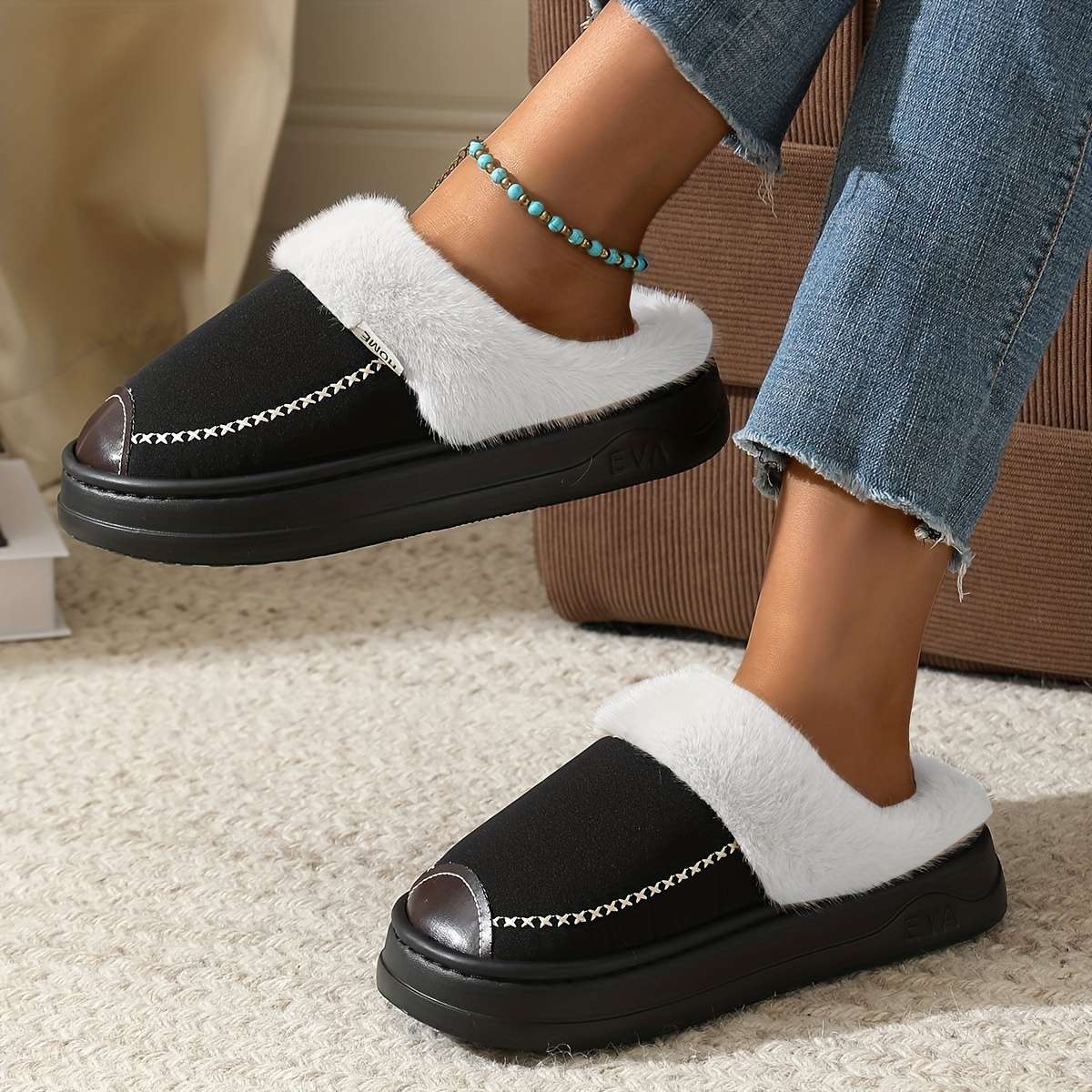 Cotton Slippers Color Grey Sizeuk 7.5-8