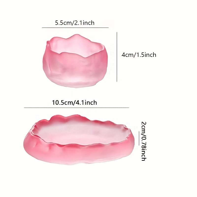 Bowl Style Transparent Pink Irregular Tea Cup  Thickened Base