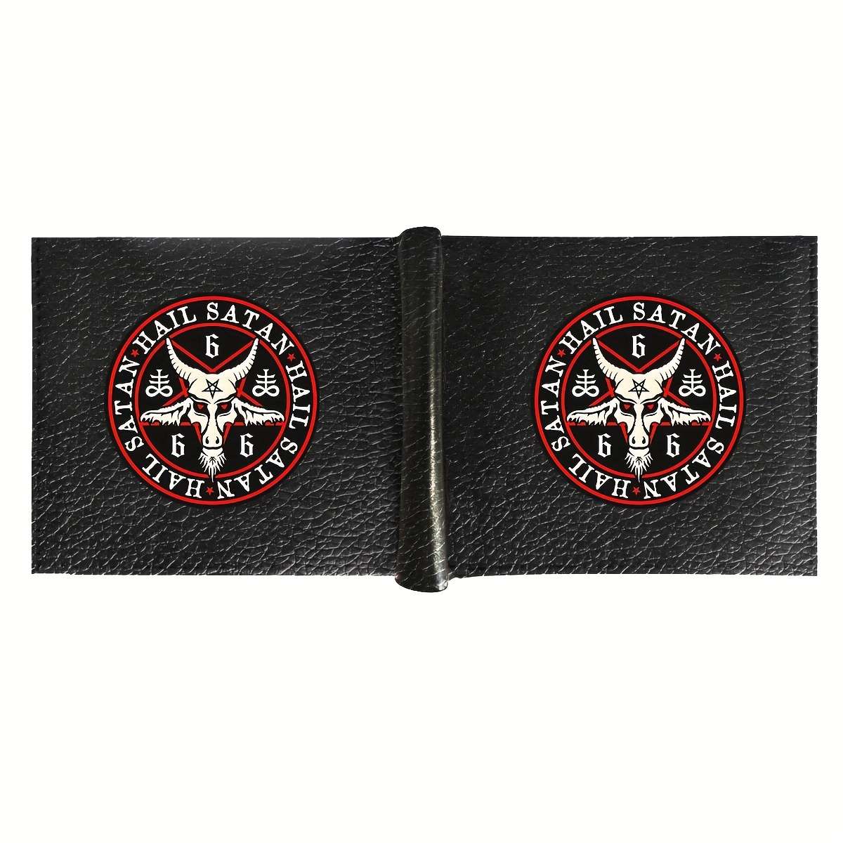 Funny Hail Satan Men'S Pu Leather Simple Style Wallet Multifunctional Short Bifold Coin Pur