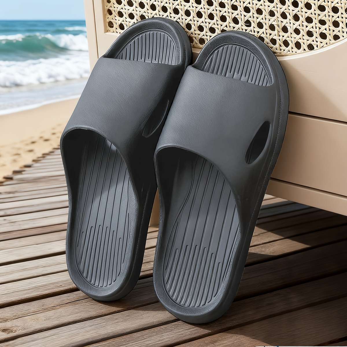 Men Slippers Summer Style Grey Size Uk 7.5 To 8