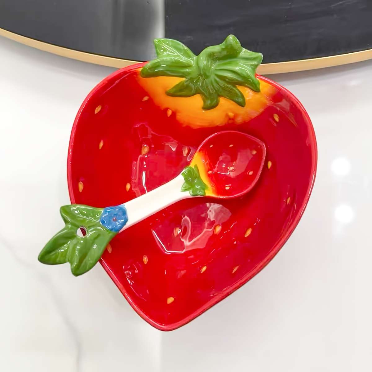 Bowl Color 2Pcssetstrawberry Bowl  Soup Spoon