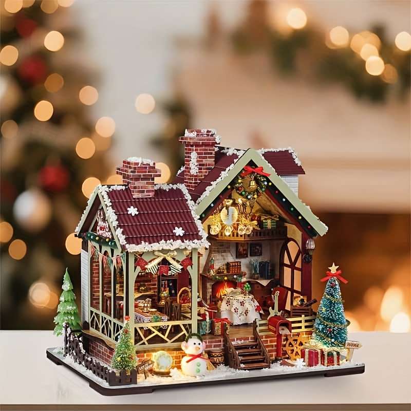 Building Toy Architectural Model Toy Set Style Christmas Cozy Cabin