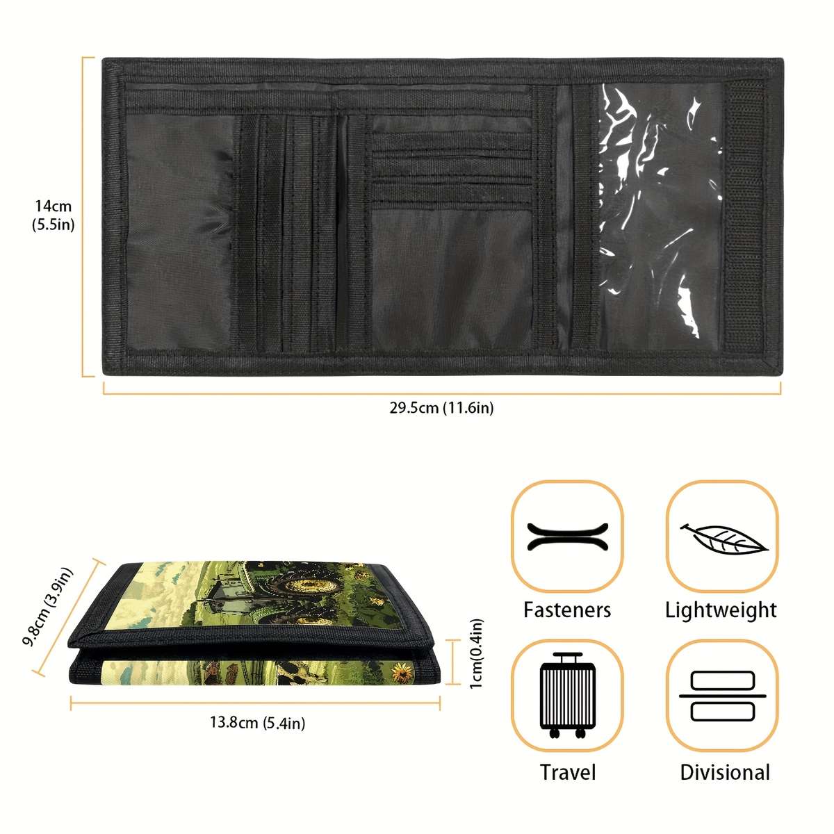 Casual Style Trifold Polyester Wallet