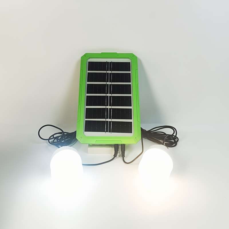 Solar Emergency Lights Color Green Solar Panel  2 Bulbs