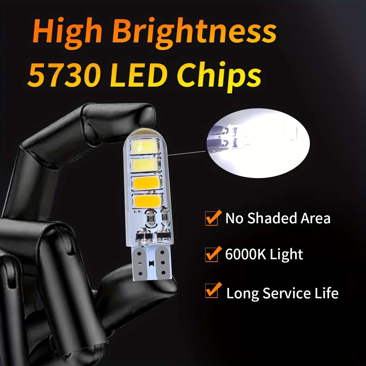 2pcs White Blue LED Auto Turn Signal Bulb High Bright T10 W5W LED 12V Plug