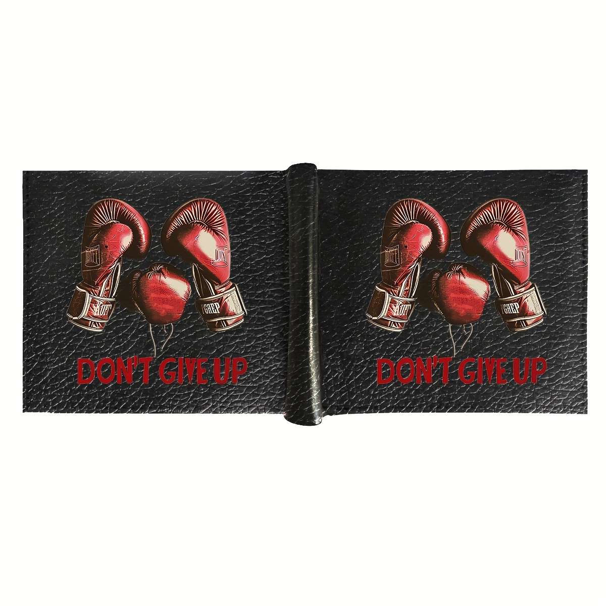 1pc Men's Motivational Boxing Gloves WalletBlack Faux Leather Bifold Design with Card Holder