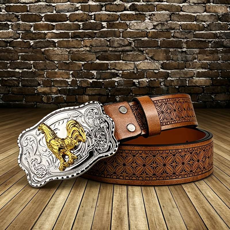 Belt Color Rooster Buckle  Houndstooth Size 105 108Cm 41.34 42.52In