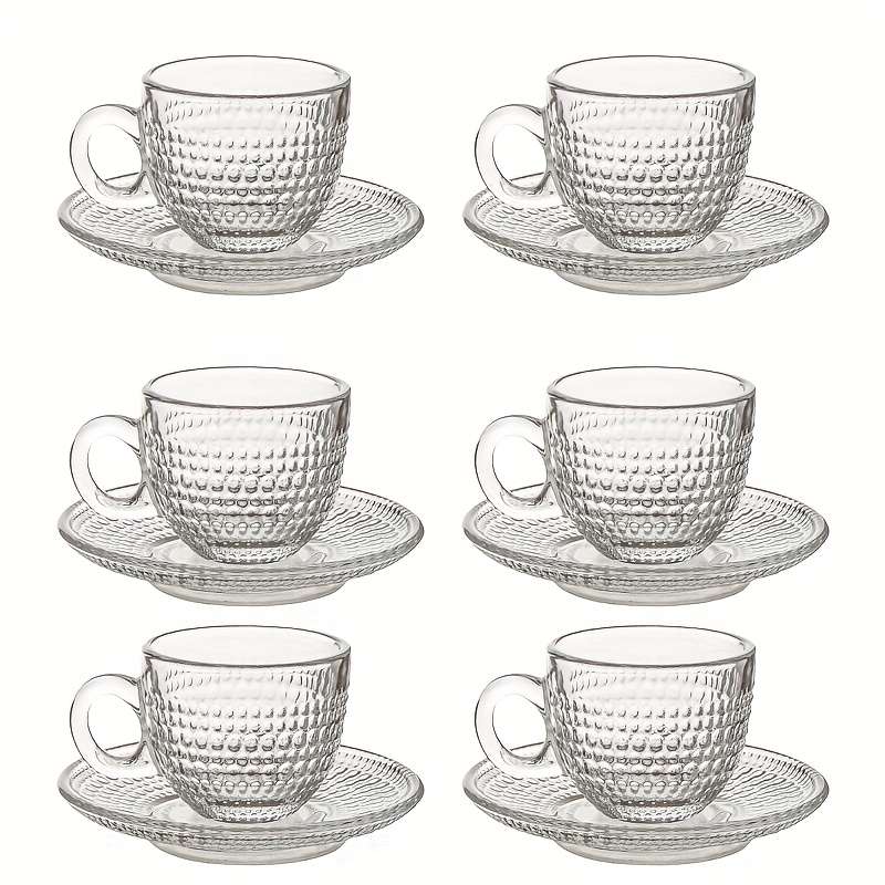 Water Cup Color Diamond Pattern 6 Cups 6 Plates