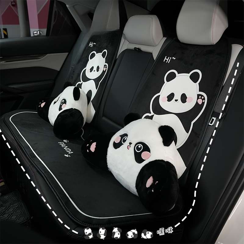 Cute Support Headrest And Comfortable Neck Soft Panda Embroide Car Pillow