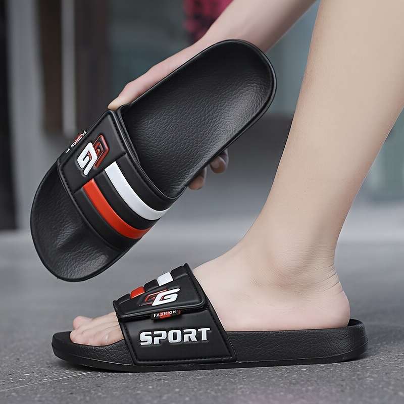 Men Slippers Summer Style Black&Red Size Uk 7.5