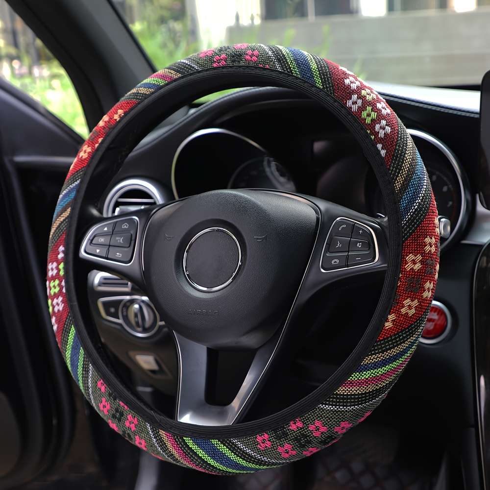 Car Steering Wheel Cover Red And Yellow Strips