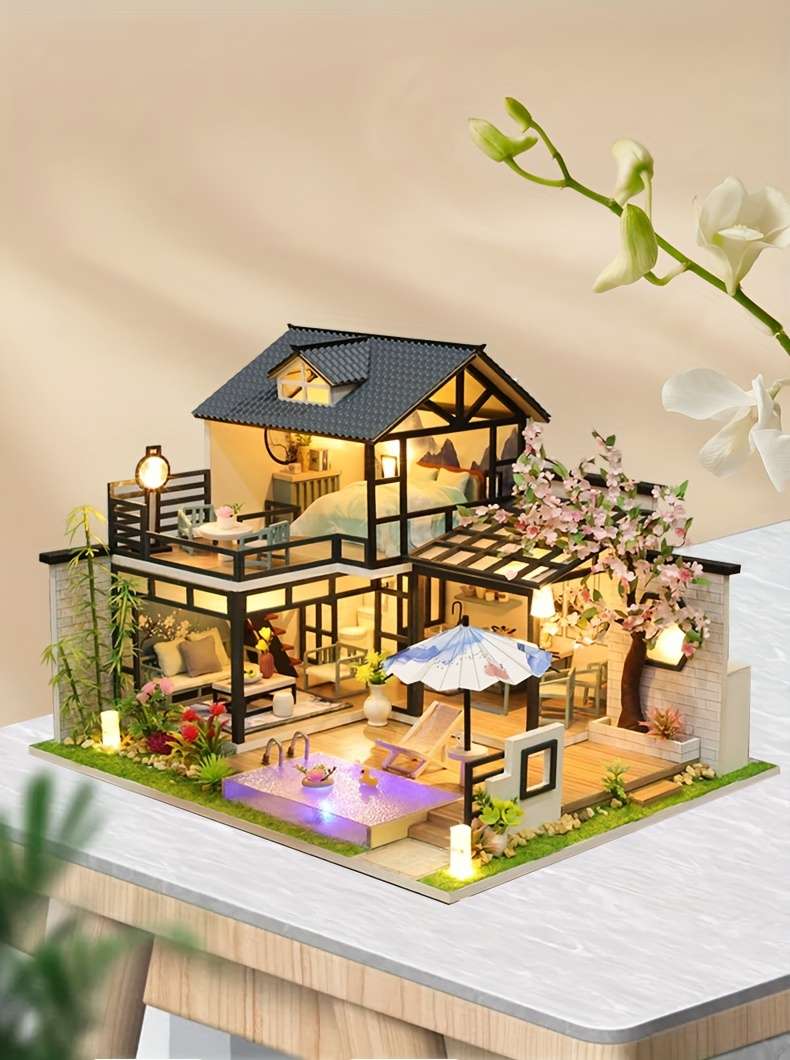 3D Building Model Puzzle Set Style Ink Lanting