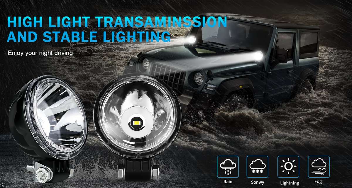 2pcs White 3-Inch LED Work Lights Spotlight for 4X4 Off-Road Motorcycles Cars Dune