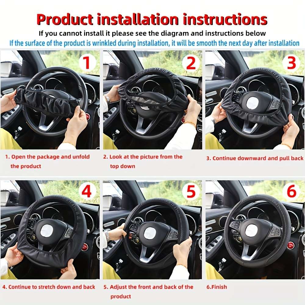 Car Steering Wheel Cover Black+White Line