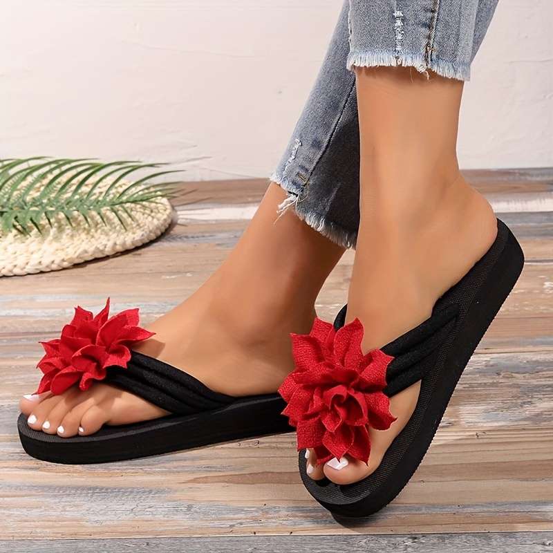 Ladies Summer Flip Flops Red Uk 7