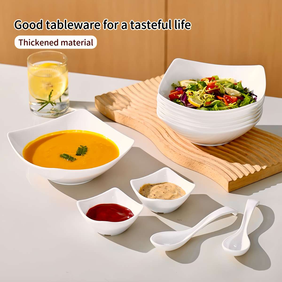 Bowl Items 6Pcs 2 Bowls  2 Plates  2 Spoons