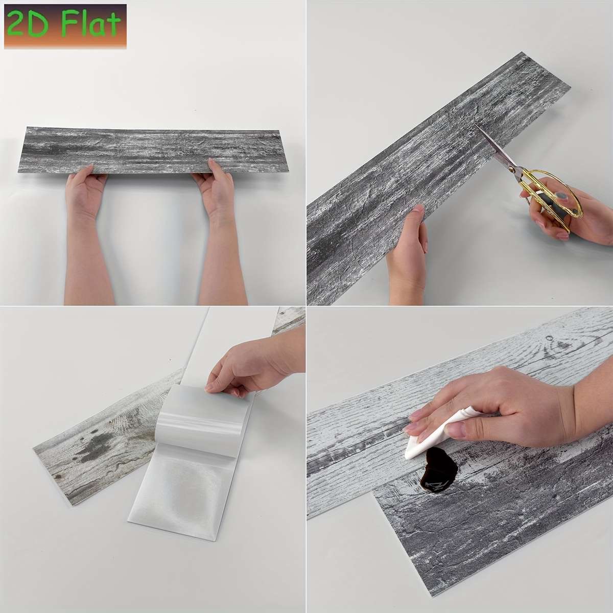 24PCS Modern Textured Imitation Wood Grain Wall Tile Stickers Foam Bedroom