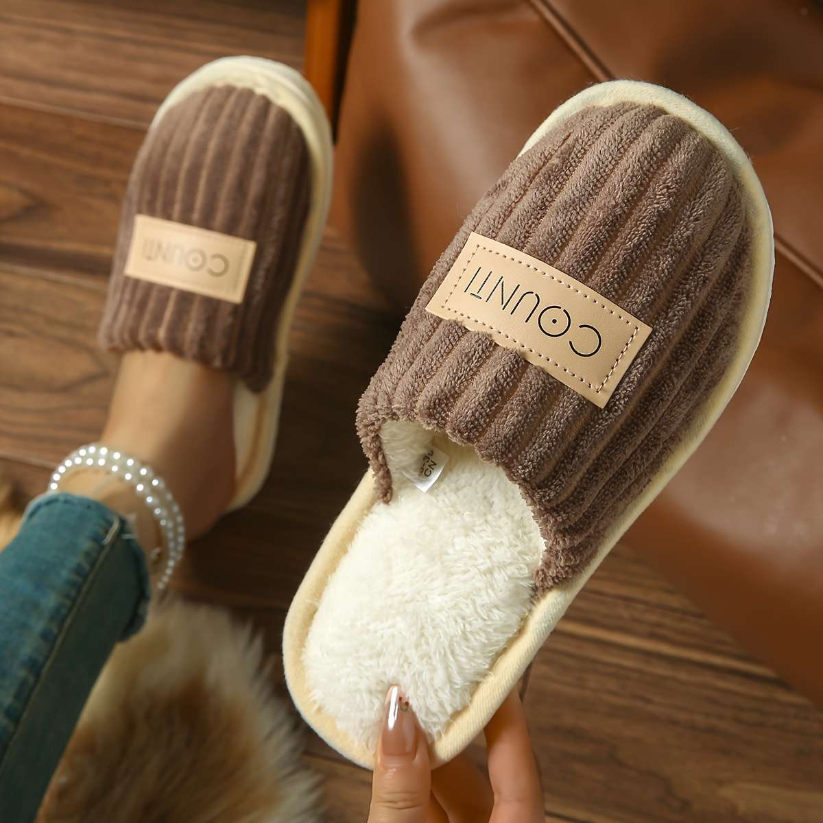 Cotton Slippers Color Grey Sizeuk 6.5-7