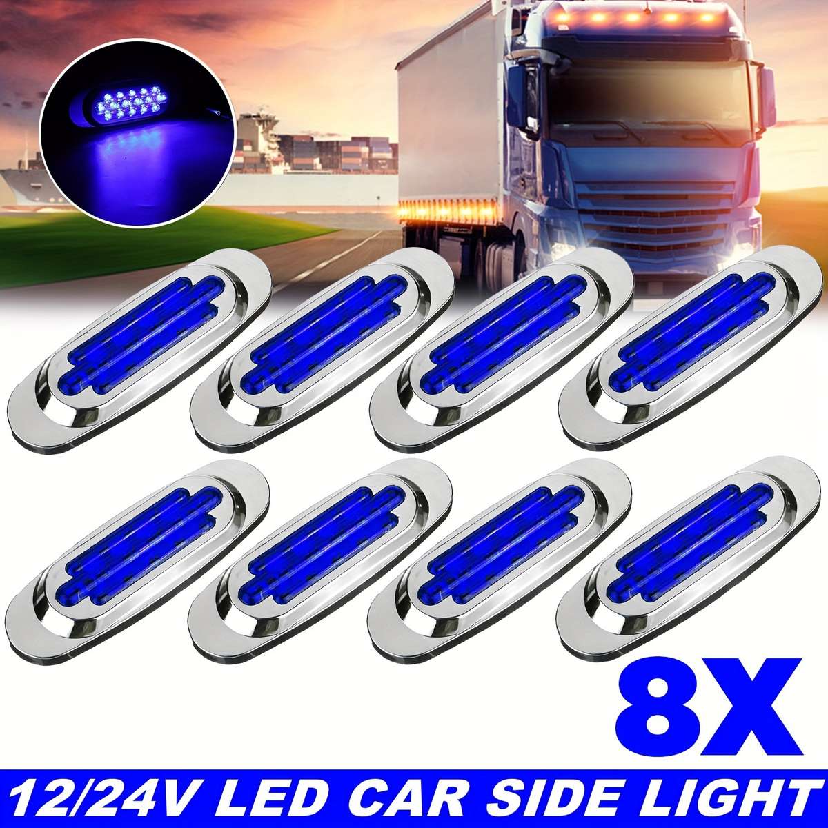 Car Lights Color Blue Size 8Pcs*2