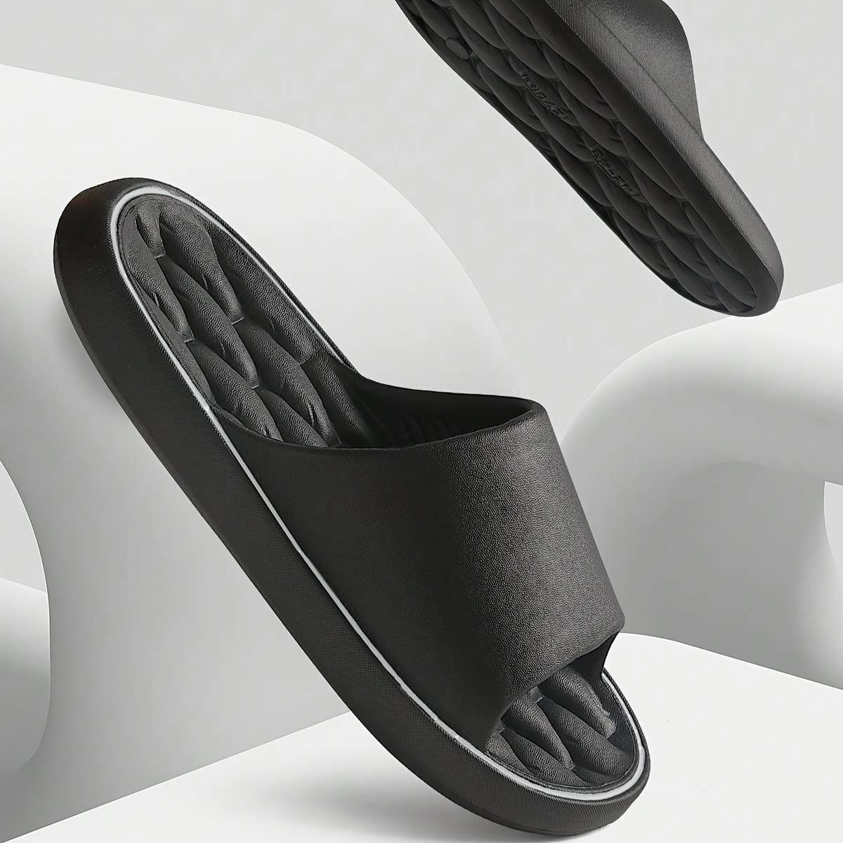 Men Slippers Summer Style Black Size Uk 8.5 To 9