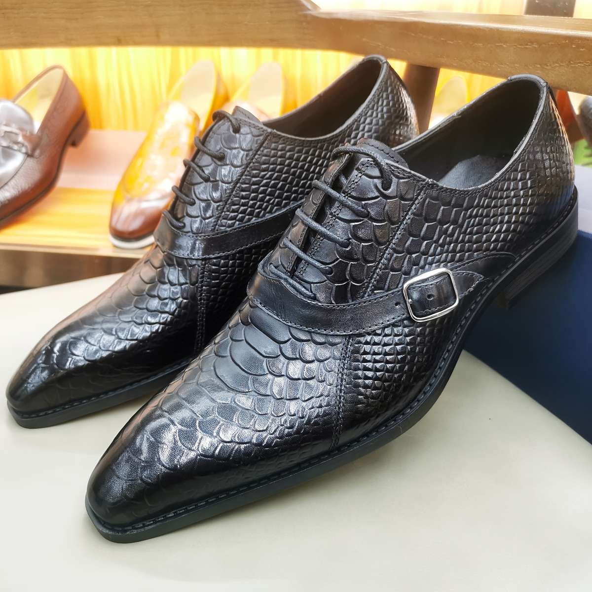 Mens Leather Shoes Color Black Sizeuk 7