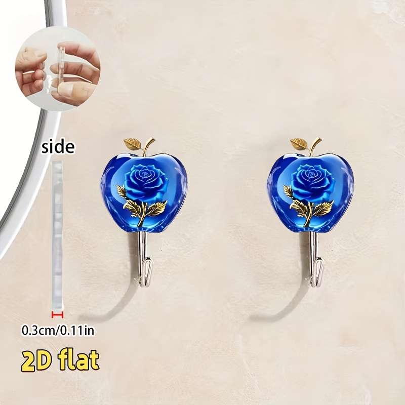 1 Blue Crystal Apple Rose Hook ing Required Wall Mount For