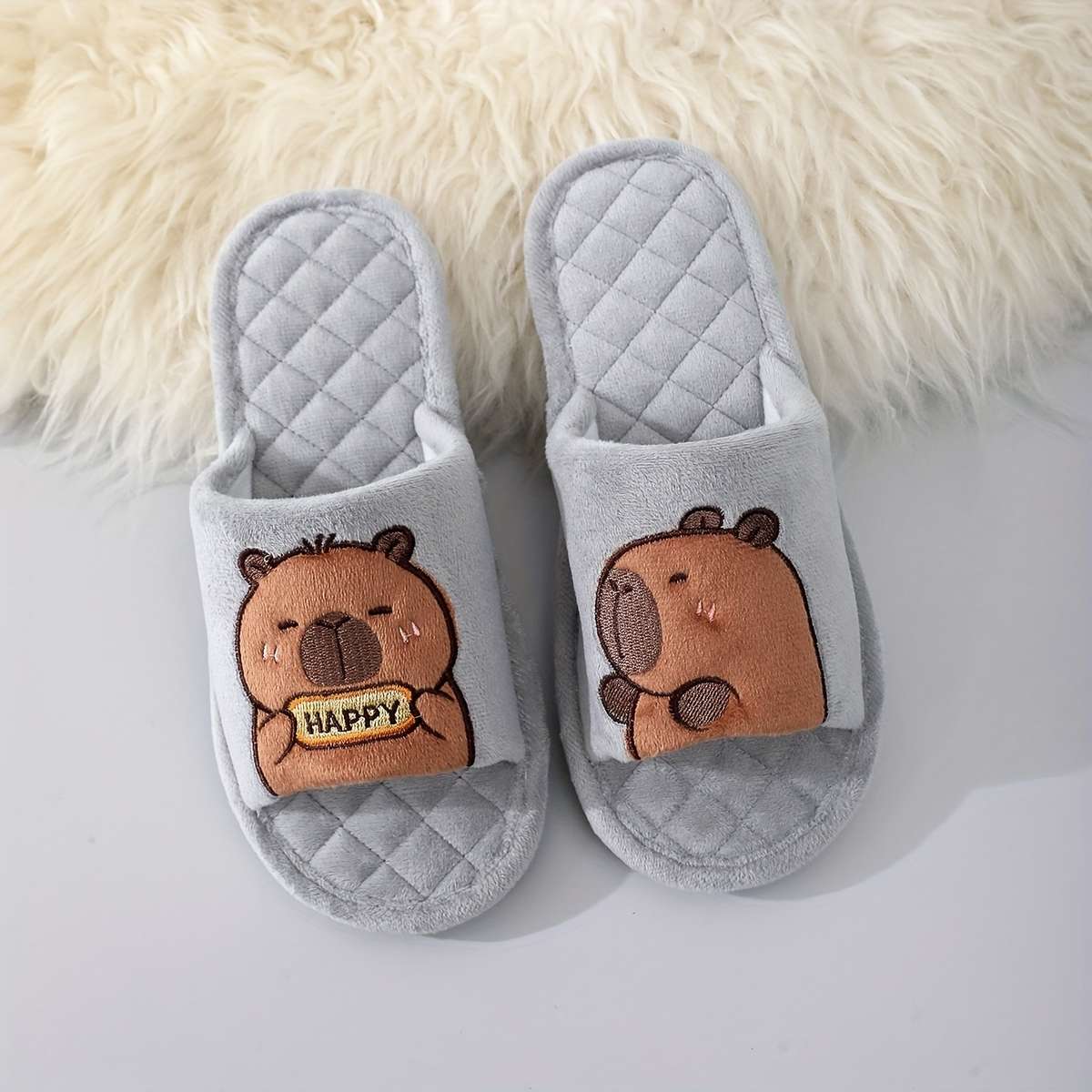 Cotton Slippers Color Light Grey Sizeuk 6.5-7