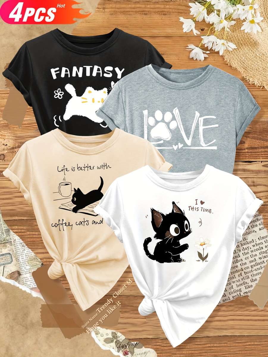 Womens T Shirt Color Black  Apricot  White  Light Gray Sizes