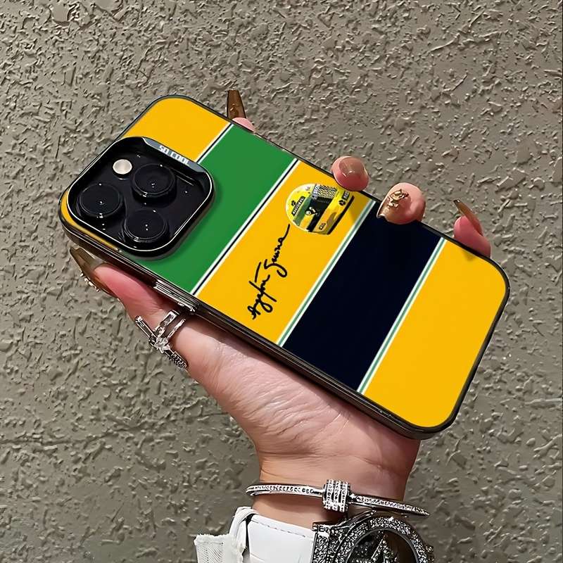 1Pc Black For iPhone 15 Pro Max Racing Helmet Doodle Phone Case