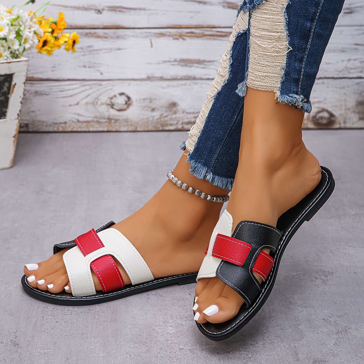 Sandals Color Red Plus Green Sizeuk 7.5