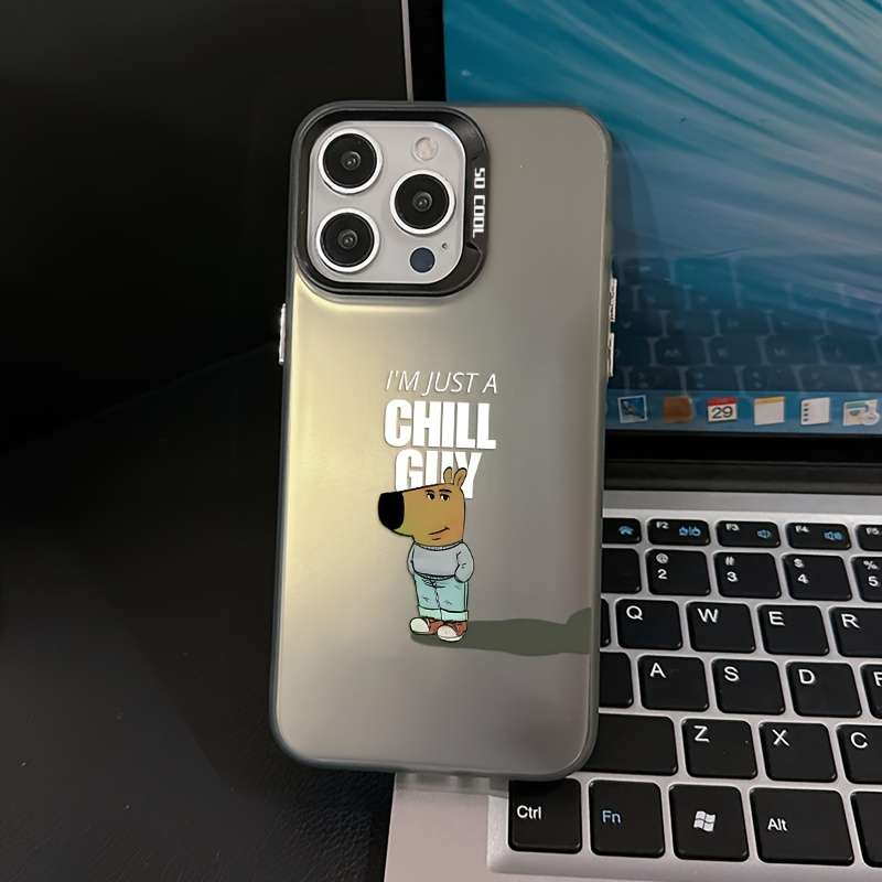 1Pc Black For iPhone 16 Plus I'M Just A Chill Guy Phone Case