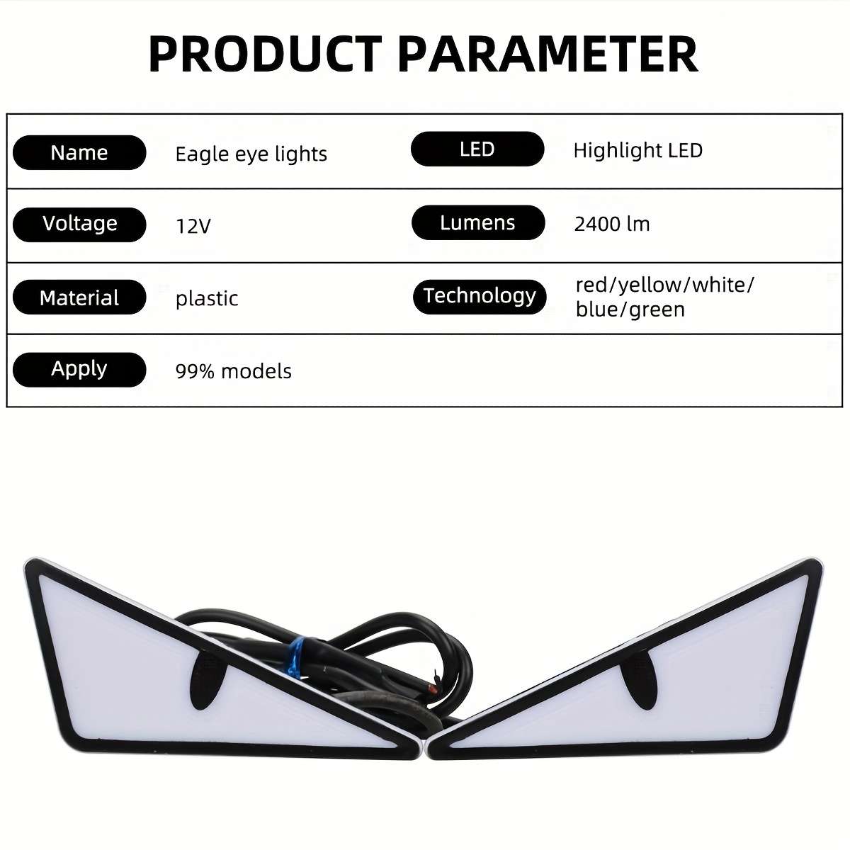 2pcs LED Eagle Eye Lights Triangle Demon Eye Fun Atmosphere Lights High Brightness