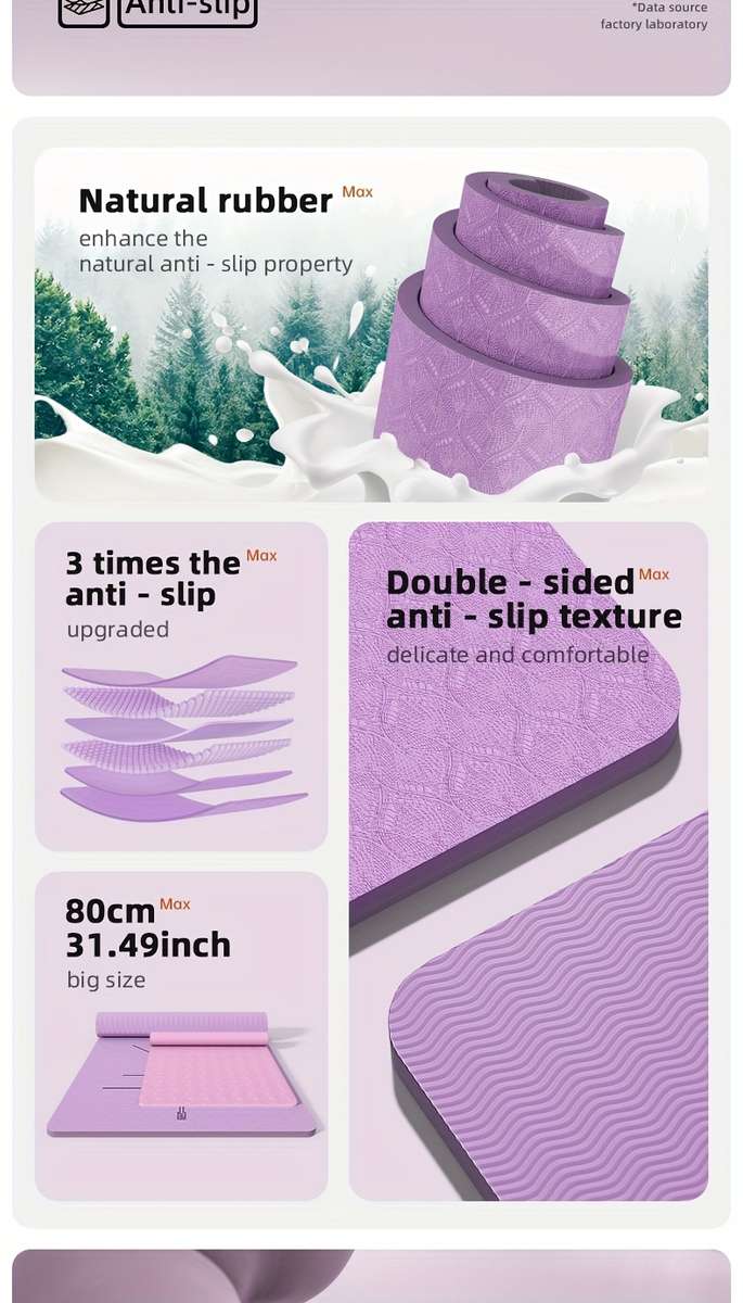Yoga Mat Purple Body Line Size 183Cm*80Cm*0.6Cm