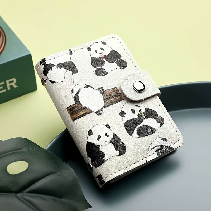 Cute Panda Pattern Womens Credit Card Wallet Multi-Slot Large Capacity Compact Design With